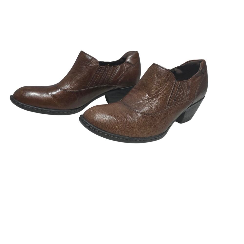 Born Rissa Brown Leather Heeled Short Ankle Boot Size 7.5